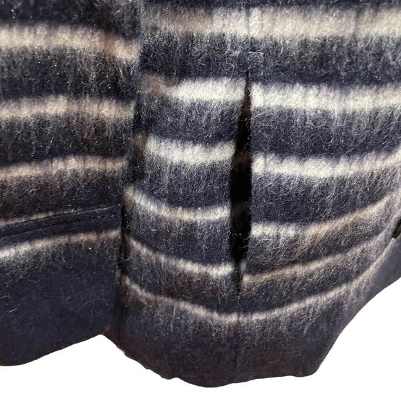 AVEC LES FILLES SAILOR STRIPE DOUBLE-BREASTED‎ PEACOAT, blue gray sz medium NEW! - Picture 7 of 12